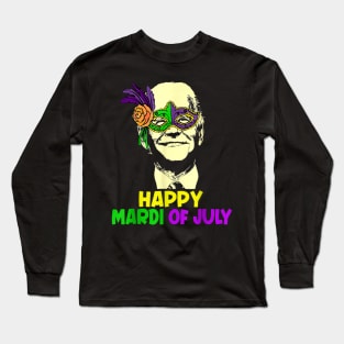 Happy Mardi Gras Joe Biden - Funny Sarcastic - 4th Of July Meme Long Sleeve T-Shirt